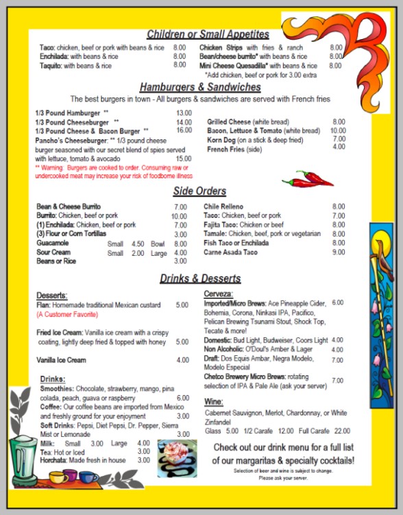 Puerto Vallarta Specials Pancho's Mexican Restaurant Brookings, Or